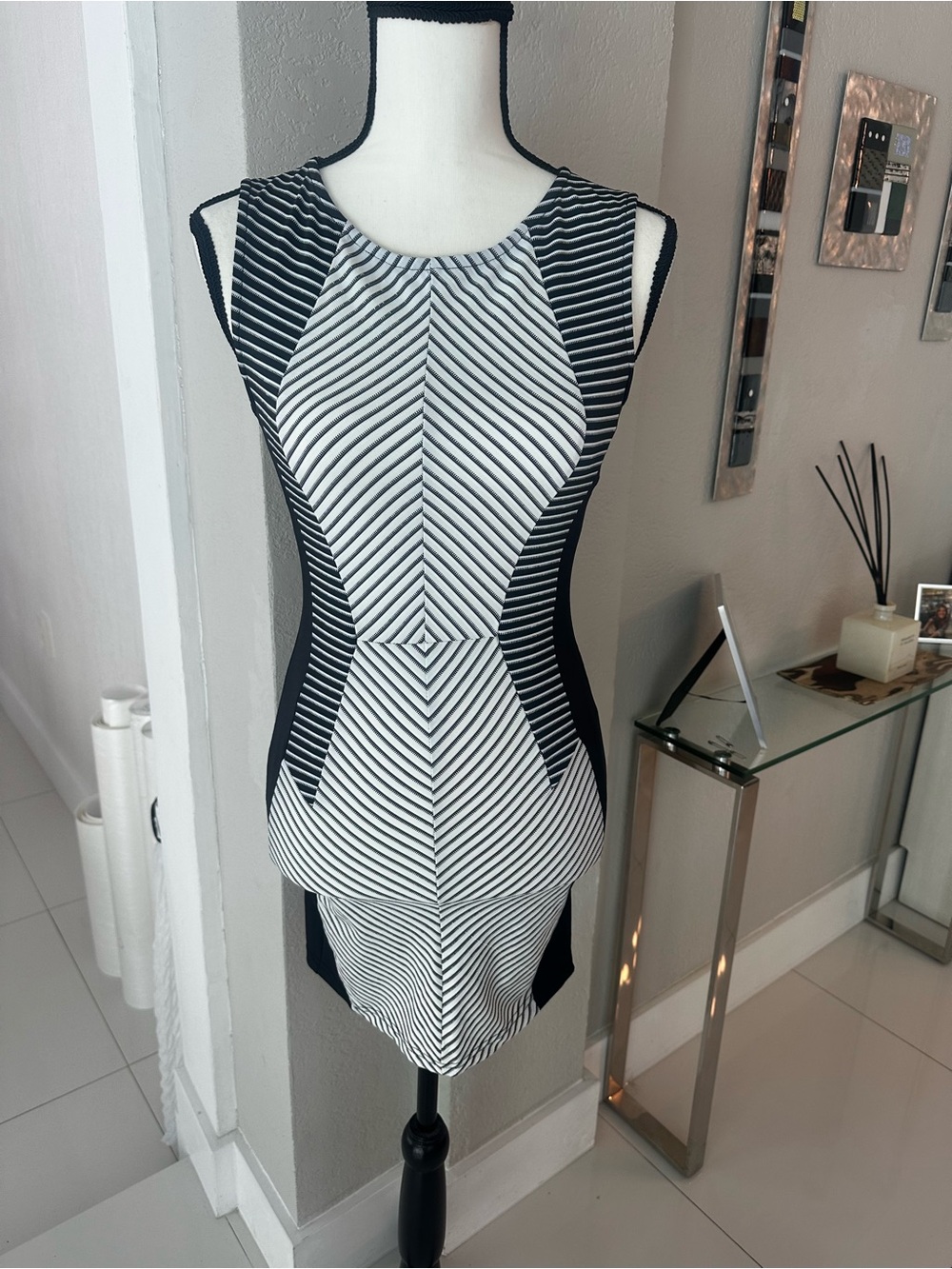 Black & White Striped Maxi Dress - Sleek Geometric Design